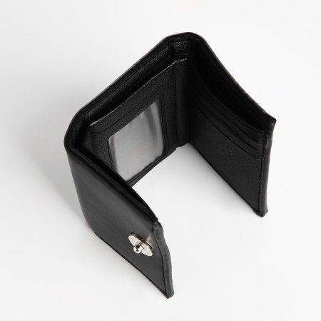 Male purse for magnet, department for bills, for maps, for coins, black color-3