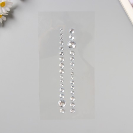 Stick plastic rhinestones for hair "circles" silver 25x13 cm-1