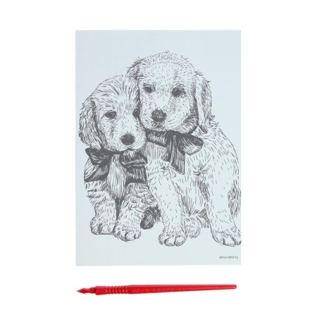 Engraving "puppy caresses" A5, with a metallic effect "holography"-3
