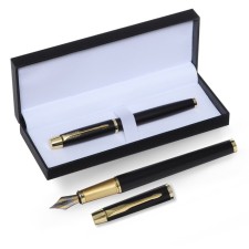 Gift feathers in the leatherette case, matte black body, gold