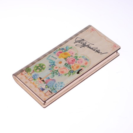 Wooden envelope "Congratulations!" Flower tree, 17 x 8 cm-1