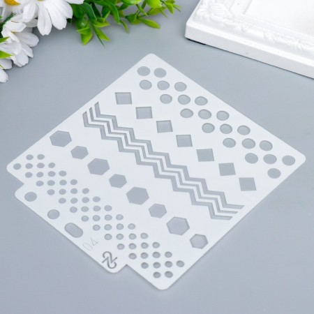 Plastic stencil "Geometric patterns" 13x14 cm-1