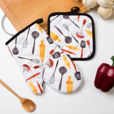 Kitchen set of the “cook” shares: a tack 16x16 cm, mittens 25x16 cm, 100% p/e