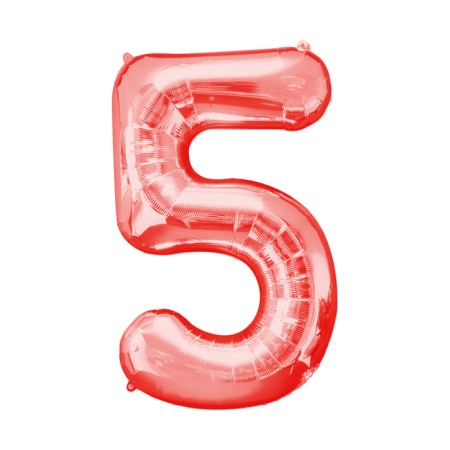 Foil ball 32 "number 5, individual packaging, red color