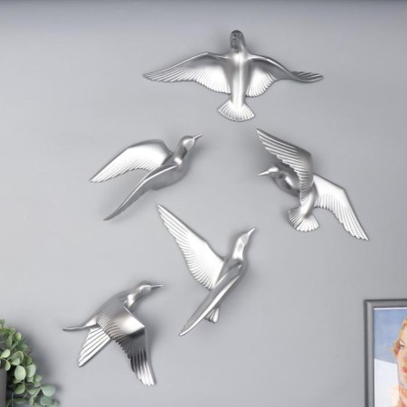 Souvenir Polystone Wall Decor "Seagull" mix silver
