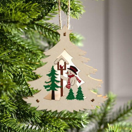 Christmas tree toy "Christmas tree with a snowman", from batteries, a glow of warm white-2