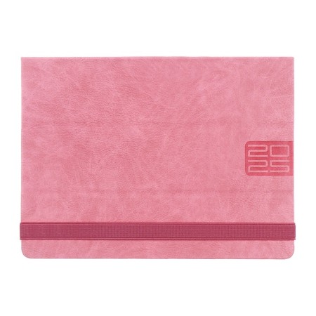 Dated 2025, 250 x 190 mm, 54 sheets, gluing, Escalada, hard -leather cover, pancake embossing, tinted block 70 g/m2, pink