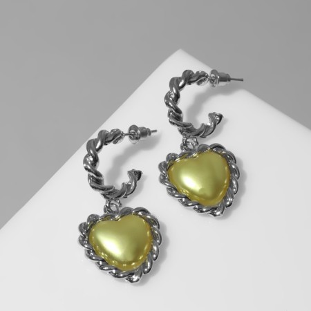 Earrings Assorted "hearts" vine, yellow color in silver-1