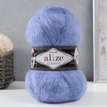 Yarn "Mohair Classic" 25% moher, 24% wool, 51% acrylic 200m/100g (40 blue)