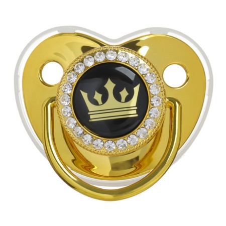 Set: Nipple - Orthodontic dummy with the holder "Crown", with a cap, from 6 months, gold, rhinestones-2