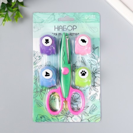 Set for scrapbooking "smooth wave" Figure scissors 13.5cm+4 punch d = 1.2 cm 11.2x18 cm 94115-10