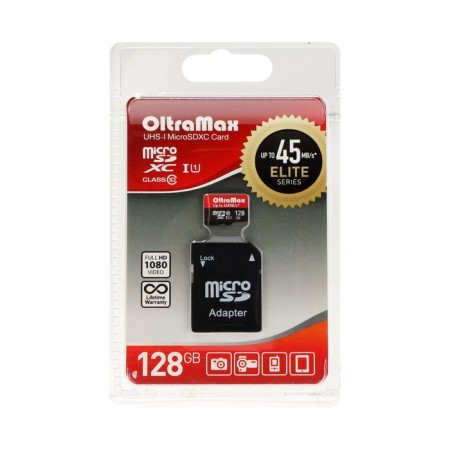 Memory map Oltramax Microsd, 128 GB, SDHC, UHS-1, class 10, 45 Mb/s, with adapter SD