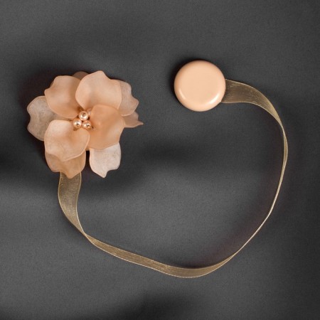 Picking for curtains "Tender flower", d = 6 cm, beige color-1
