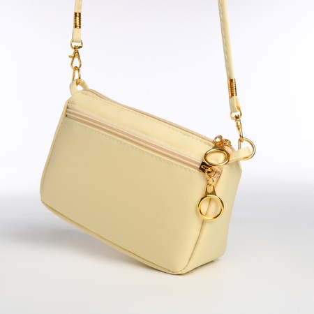 Bag Women's Cross-Bodi with a zipper, beige color-1
