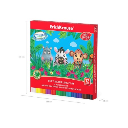 Plant -based plasticine, 12 colors, artberry premium, with aloe vera, soft, with glass, 180 g-5
