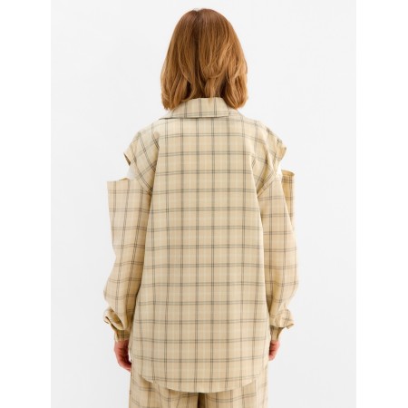 Women's shirt minku: casual collection beige color in cage, river 48-4
