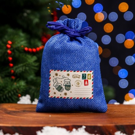 Gift bag with thermal monklake, 10 x 14 cm, blue