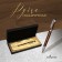 Gift handle, ball "Venzura" in the leatherette case, rotary, marble body with silver