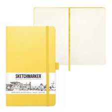 Скетчбук Sketchmarker, 130 х 210 мм, 80 листов, твёрдая обложка из искусственной кожи, лимонный, блок 140 г/м2