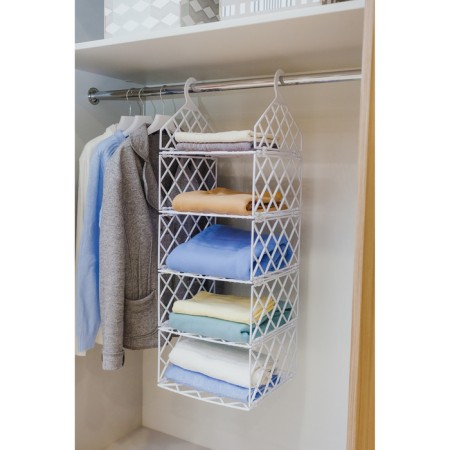 Hanger - shelf, 80 × 29 × 29 cm, 4 small shelves, white color