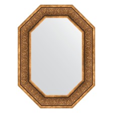 Зеркало в багетной раме, вензель бронзовый 101 мм, 59x79 см