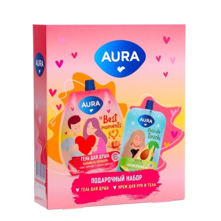 Aura Gift Set "Caramel and Avocado": shower gel, 250ml + hand and body cream, 100ml 1006242-3