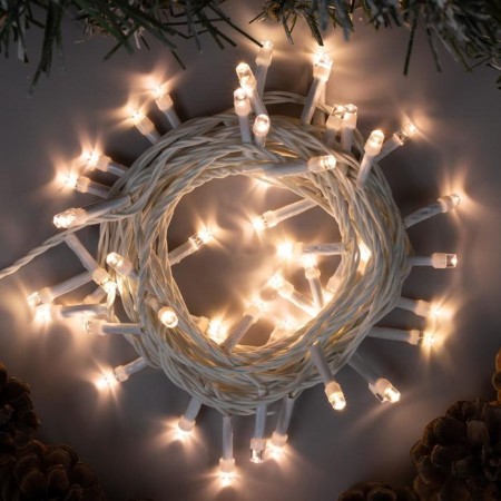 Garland “thread” 5 m, IP20, white thread, 50 LED, glow warm white, 8 modes, 220 V