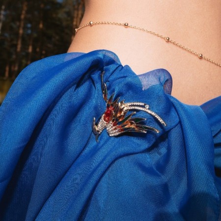 Brooch "Firebird", colored in gold-2