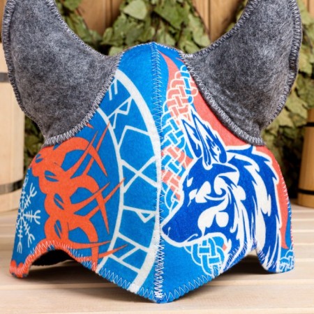 Bath cap "Viking" Wolf, Blue-3