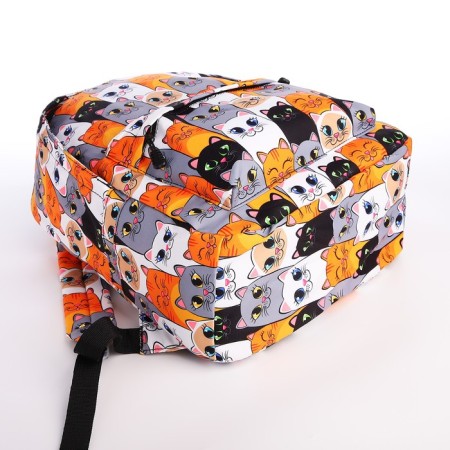 School backpack of textiles on a zipper, 4 pockets, wallet, gray/orange color-6