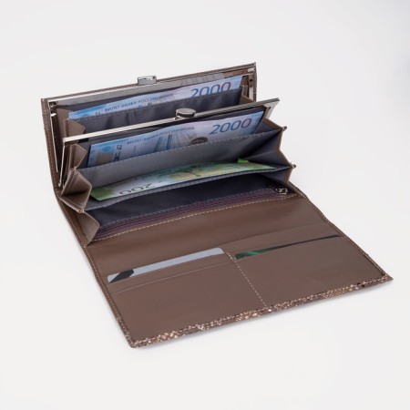 Women's wallet on magnets, brown color-3