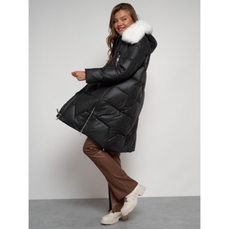 Coat insulated winter female, size 46, black color-16