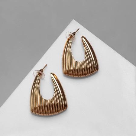 Earrings Metal "embossed" rounded, color gold-1