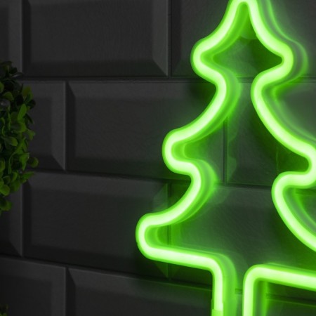 Neon sign "Christmas tree" 20 × 25 cm, AAX3 batteries (not in the kit), USB, Green glow-2