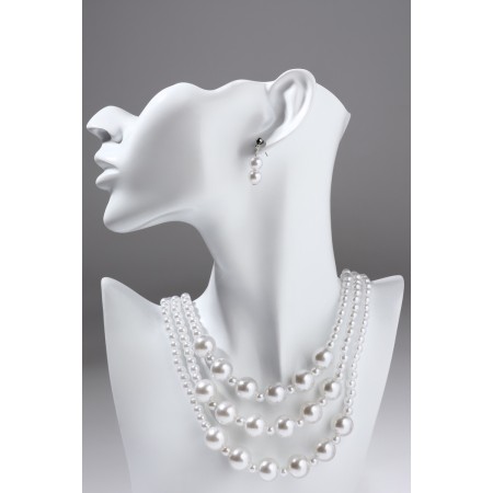 Set 2 objects: earrings, beads "tenderness", white color, 50 cm-5