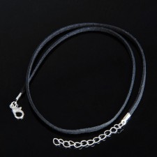 A lace of artificial suede with a lock, 45 cm + extension cord, black color
