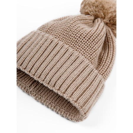 A cap with a lapel and a pompom Children's Amarobaby Pure Love Muffin, size 38-40 cm, beige color-6