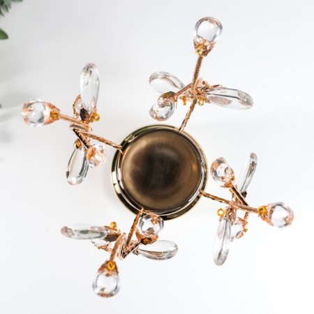Summary Metal for 1 candle "Treaters with crystals. Column" Gold 29x15x15 cm-3