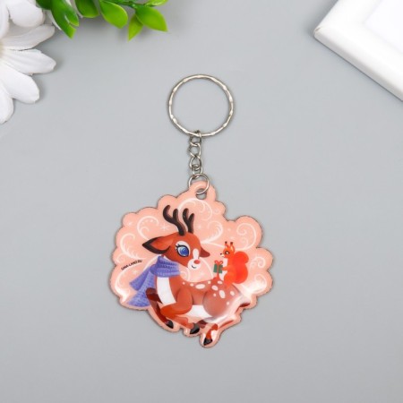 PVC keychain "Olenenok in a scarf and a squirrel with a gift" Soft 6x5.9 cm