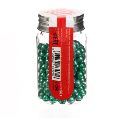 Confectionery sprinkle, silver green, balls, 7 mm, 50 g-2