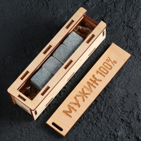 Woods for whiskey in a wooden box "Man 100%", 4 pcs-2