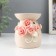 Aroma lamp ceramics "Pink roses with leaves" Beige 7.5x7.5x9 cm