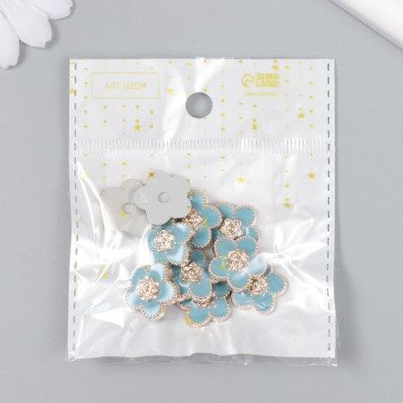 Decor for creativity Plastic "Flower" Blue, gold 0.3x1.8x1.8 cm-3
