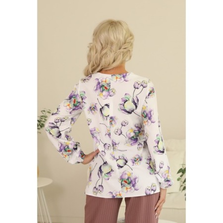 Female blouse, size 48, white, purple color-1