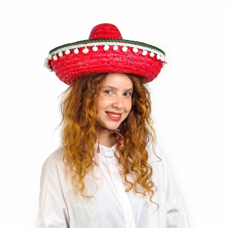 Carnival hat "Sombrero", red color-2