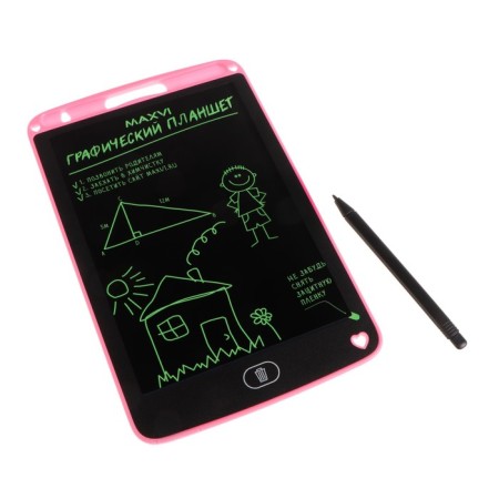 Graphic tablet for drawing and notes LCD Maxvi MGT-01, 8.5 ”, angle 160 °, CR2016, pink