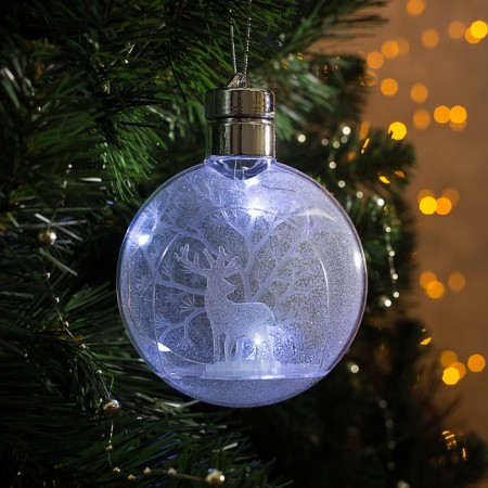 Christmas ball "Snow Forest", batteries, 1 led, white glow