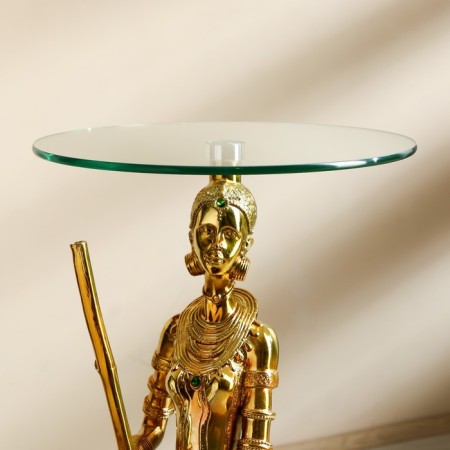 Decorative table "African" gold 38x38x85 cm-6