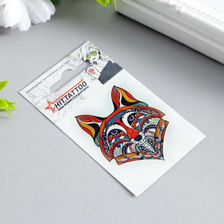 Tattoo on the body "Muzzle of the Fox" 5.3x6.3 cm-4