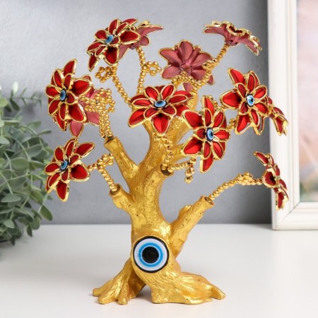 Souvenir from the evil eye "Blooming tree" gold, red 17.5x6.5x23 cm